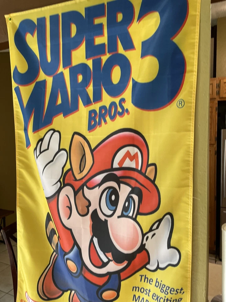 Super Mario Bros. 3 Nintendo NES Boxart 5' Flag Poster 1990 - Image 4 of 4