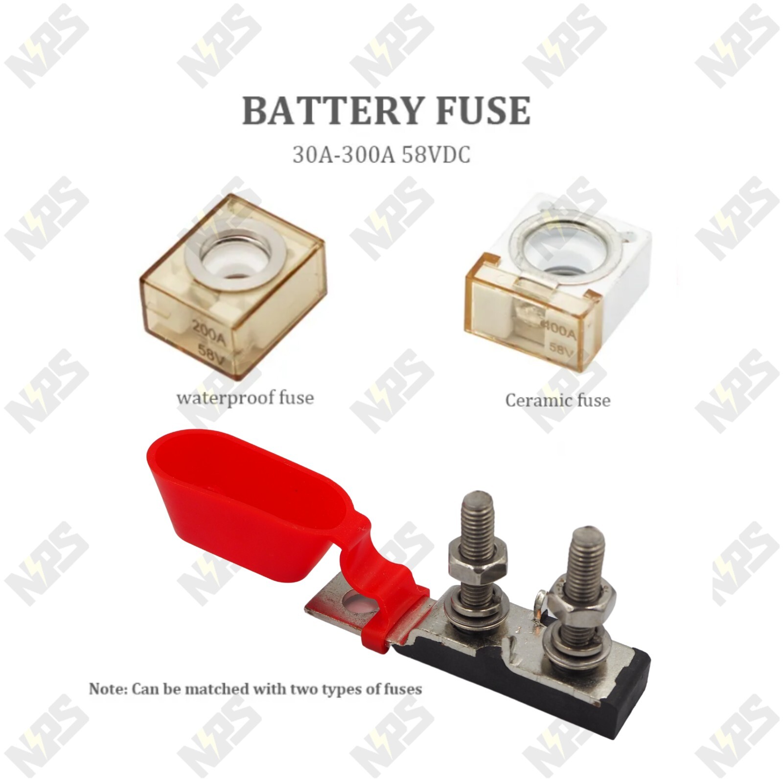 Dual Fuse 60A MRBF Terminal Ceramic Fuse + Dual Holder Block 8mm 58V CF Battery ...