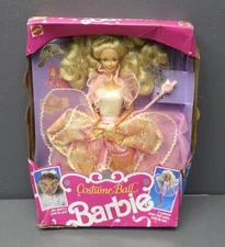 Barbie Vtg Costume Ball 7123 Blonde Hair/Blue Eyes Pink Dress New ~ Damaged Box