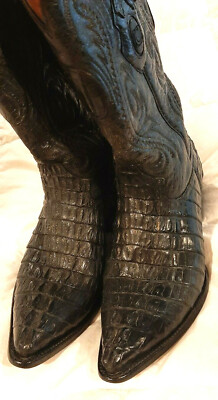 Mens Caiman Alligator And Leather Cuadra Black Cowboy Boots