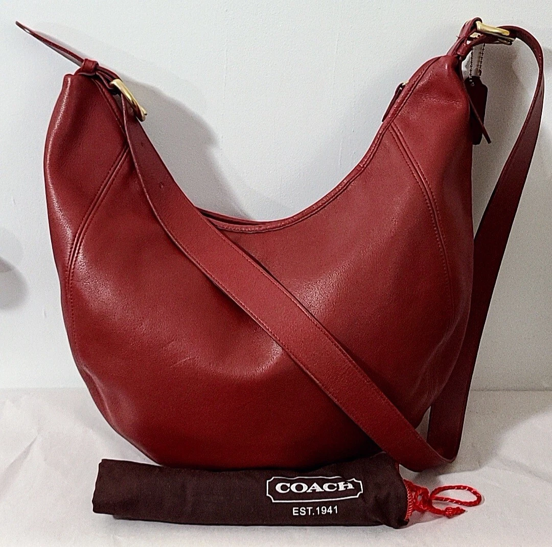 COACH VINTAGE RARE HTF RED LEATHER WOOSTER LARGE HOBO BAG 4142