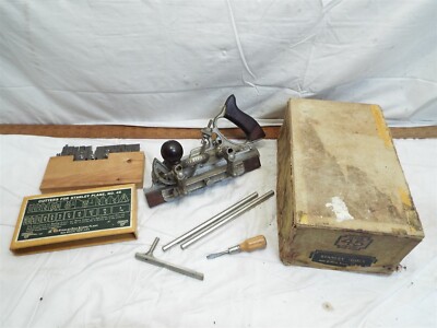 Antique Stanley 45 Combination Plow Plane Wood Tool Sweetheart with Cutters Box