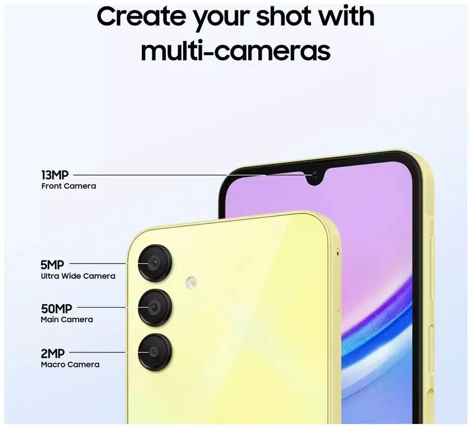 New Samsung Galaxy A15 Smartphone 128GB Unlocked 4G Dual Sim Yellow eBay