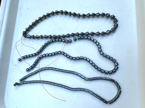 3 x HEMATITE - ASSORTED SHAPE BEAD STRINGS - JEWELLERY MAKING - CRAFTS - ID CARD - Picture 2 of 5