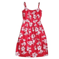 Vintage Hawaiian Red Aloha Floral Dress KAMEHAMEHA Midi Womens 10 Tulip Classic