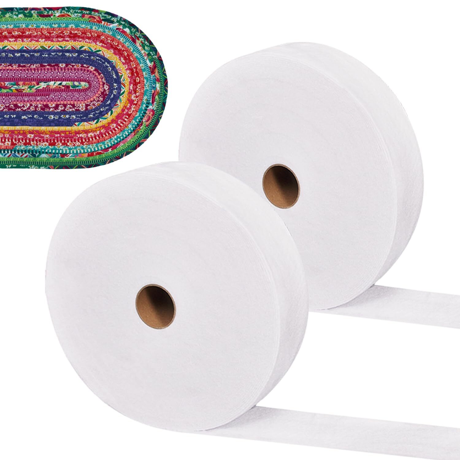 2 Rolls Jelly Roll Batting Strips 2 1/2 Inch, Thick Cotton Blend Fleece Batti...