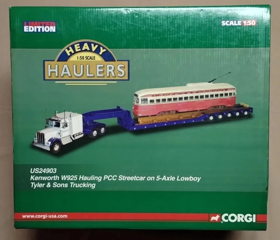 Corgi US24903 ~ Kenworth W925 PCC Streetcar on 5-Axle Lowboy 1:50 Scale Diecast - Image 2 of 4