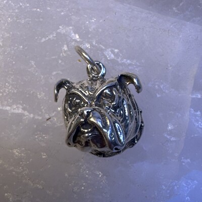 925 STERLING SILVER BULLDOG HEAD CHARM PENDANT (AT125-48) {N
