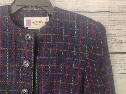 Traje de Colección Prophecy Petites Para Mujer Talla Pequeña 6 Cuadros Tejido Blazer Falda - Imagen 17 de 24