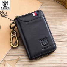 BULLCAPTAIN Genuine Leather RFID Mens Wallet Coin key Purse Credit Card Holder