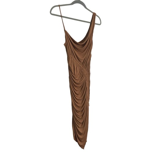 Vestido Michael Costello REVOLVE Hayes Midi Jersey Acanalado Abertura Lateral Marrón Talla XS - Imagen 5 de 12
