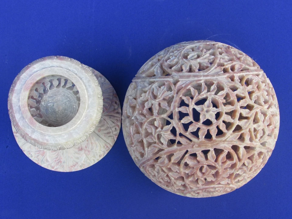 Marble stone Candle holder Lamp ​Globe Shape handicraft Grill Work home Decors - Image 3 of 3