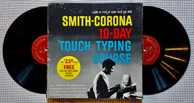 SMITH-CORONA 10-Day Touch Typing Course Orig 1958 Mono Vinyl 2LP Box w/Book NM-