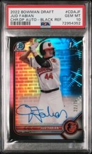 2022 Bowman Draft Chrome Jud Fabian Black Refractor Auto /75 PSA 10 Gem Mint