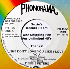 Debbie Peters She Don't Love You Country Pop Rock Northern Soul NM 45 7" Vinyl