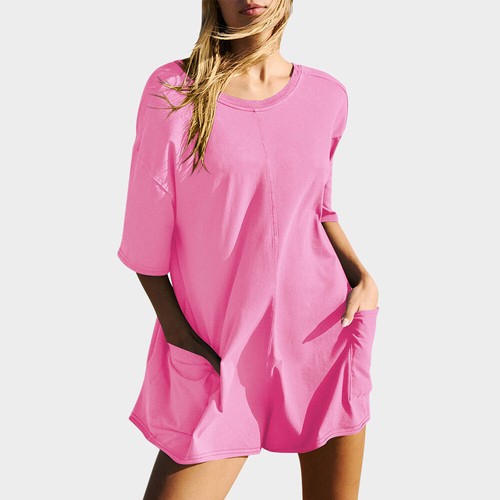 Stylish Pocketed Romper Jumpsuit for Women V Neck Backless Casual Loose Playsuit - Picture 17 of 29