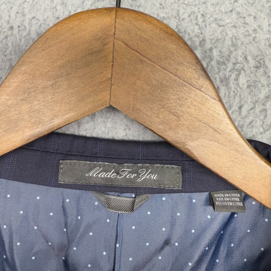 Indochino Blazer Jacket Men's 42 Blue Pinstripe Custom Sport Coat Wool Silk