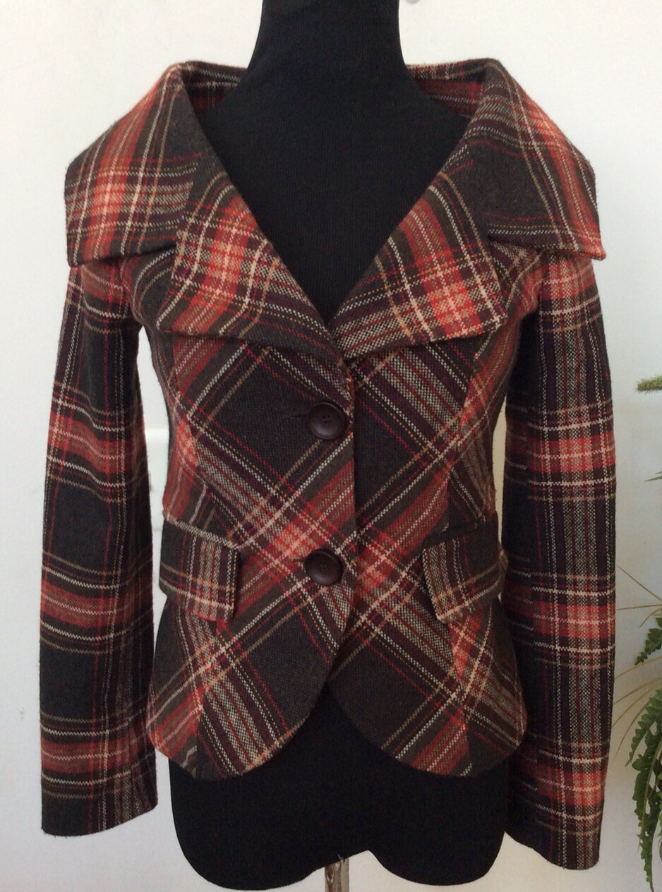 Zara Basic Women's Multicolor Plaid BlazerJacket … - image 3