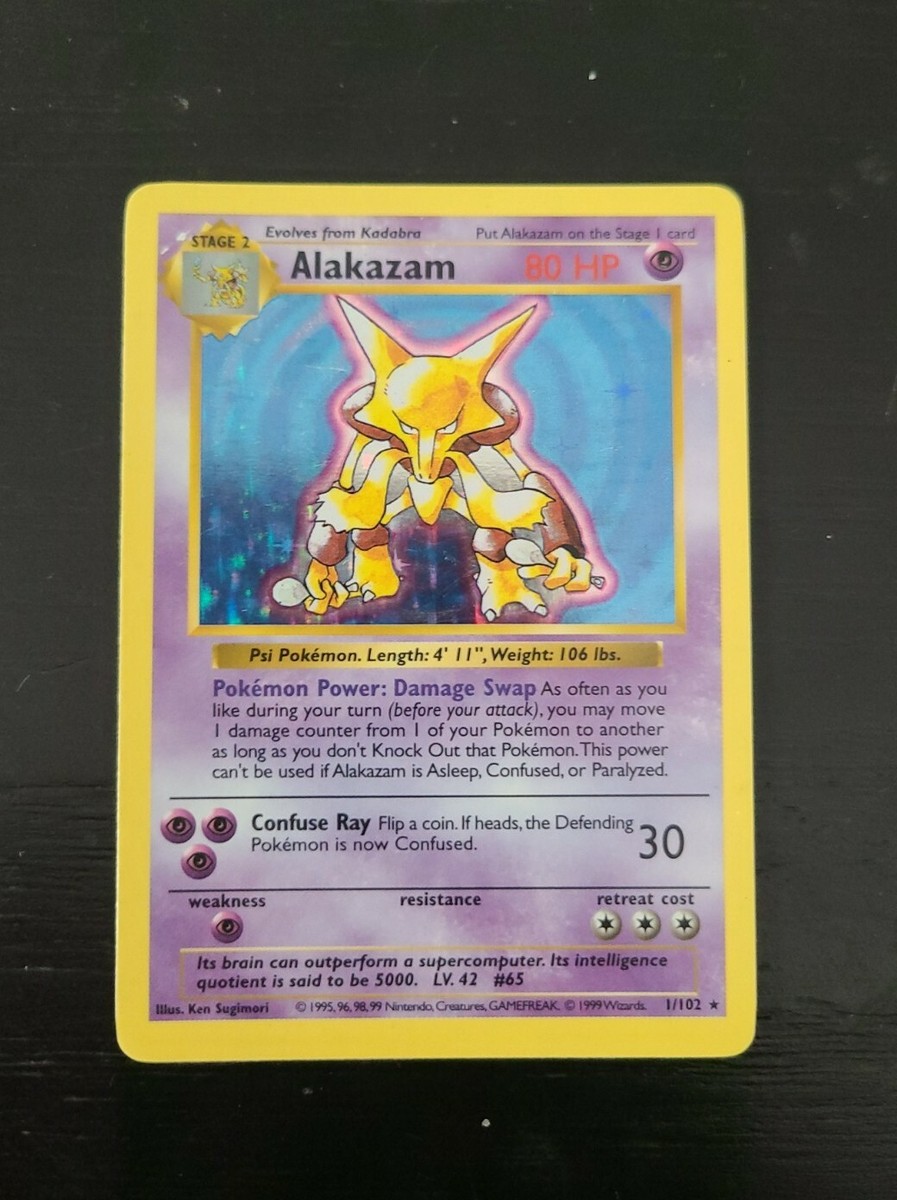 英語版初期　ポケモンカード　Alakazam shadowless holo Pokémon TCG Alakazam Base Set 1/102 Holo Shadowless Holo Rare BGS