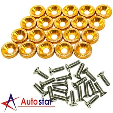 20pcs Gold Billet Aluminum Fender/Bumper Washer/Bolt Engine Bay Dress Up Kit