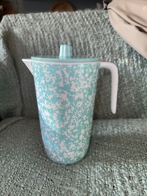 Pioneer Woman Country Splatter Melamine Pitcher w/Lid Aqua Blue Quart  9