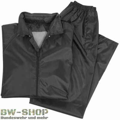 MILITÄR REGENANZUG REGENJACKE + REGENHOSE SCHWARZ BW NÄSSESCHUTZ ARMEE KOMBI