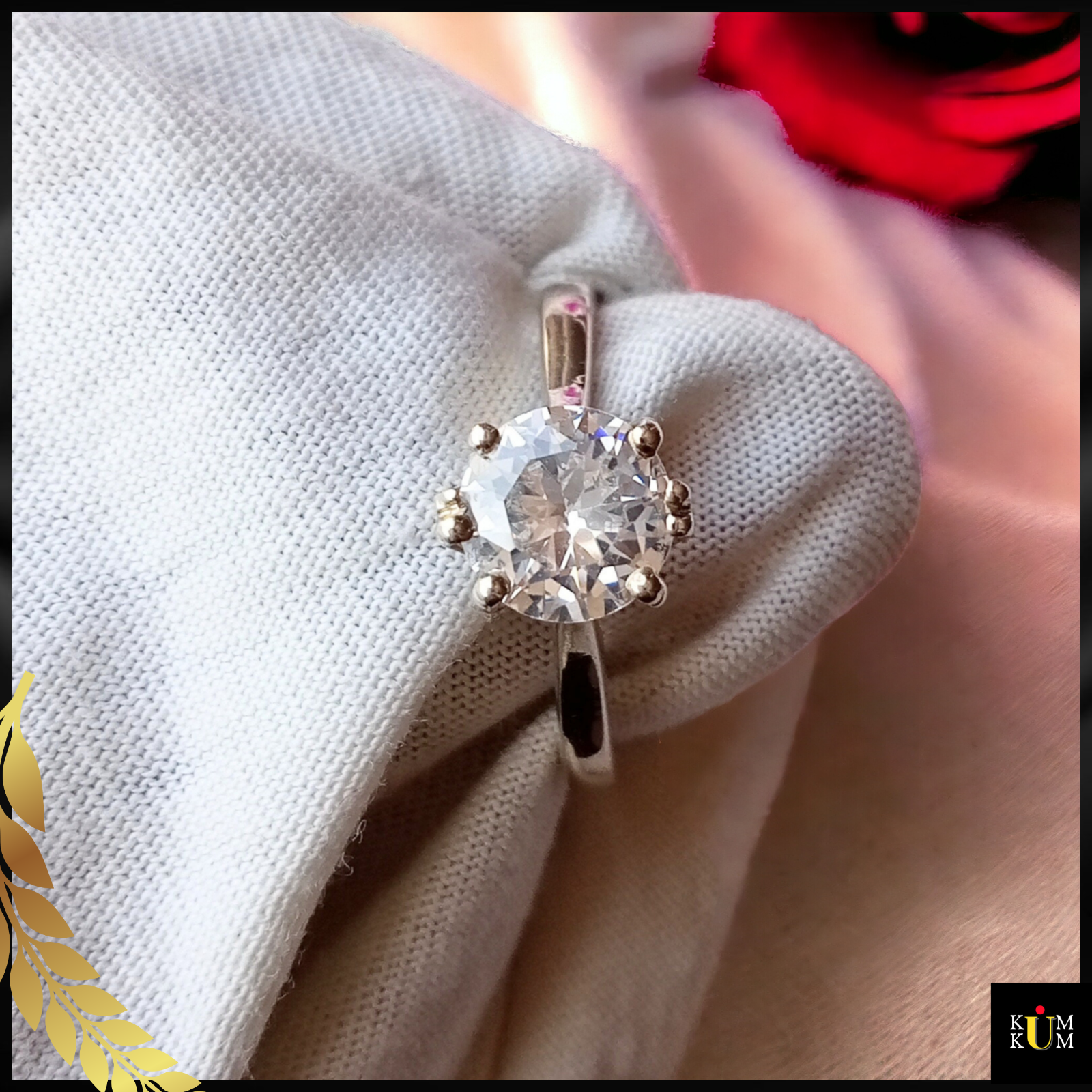 14k White Gold Round 1 CT Moissanite Engagement Ring-image