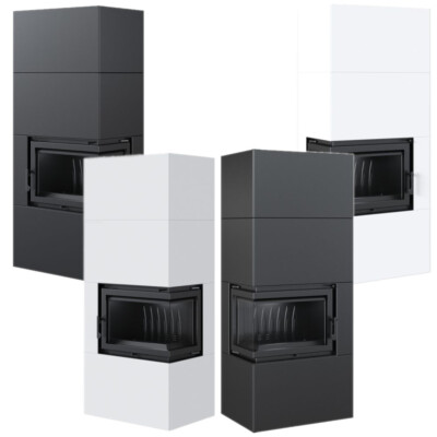 Kaminofen kratki Simple Box 8kW Eck Kamin Holzofen weiß / schwarz rechts / links