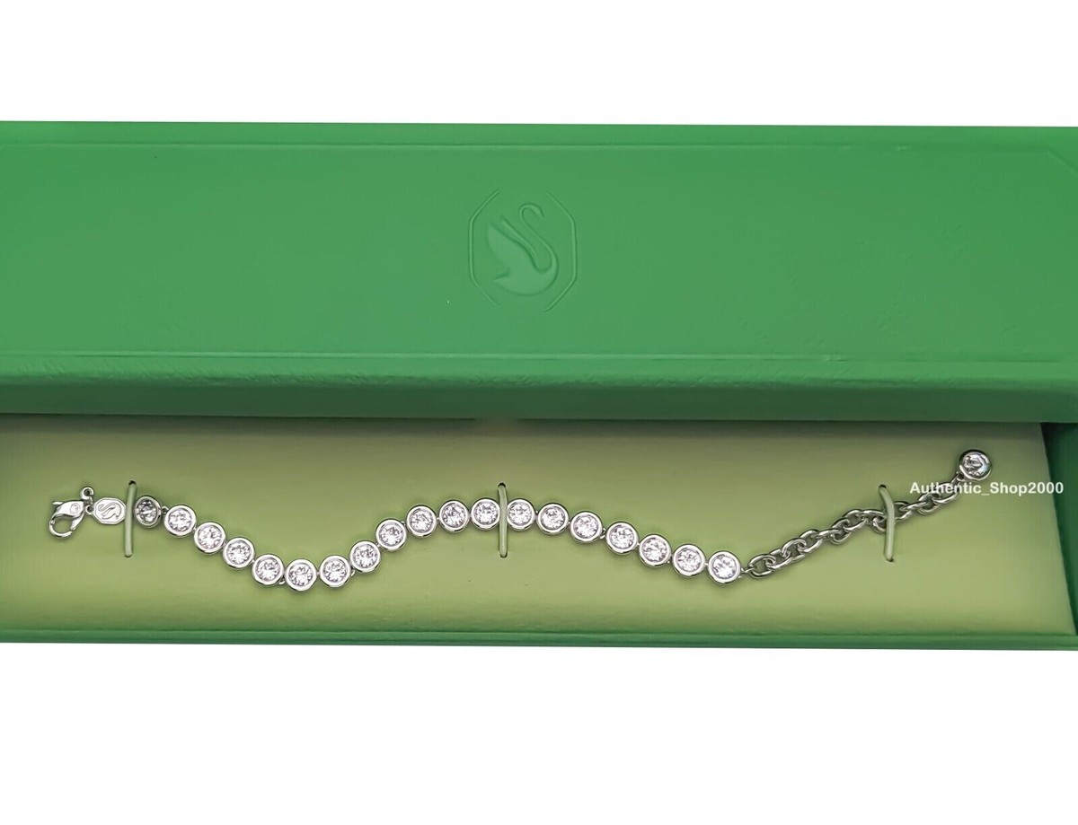 【SWAROVSKI】5682666 Inver Tennis Medium Bracelet New 100% Authentic SWAROVSKI Sparkling Imber Rhodium Pl
