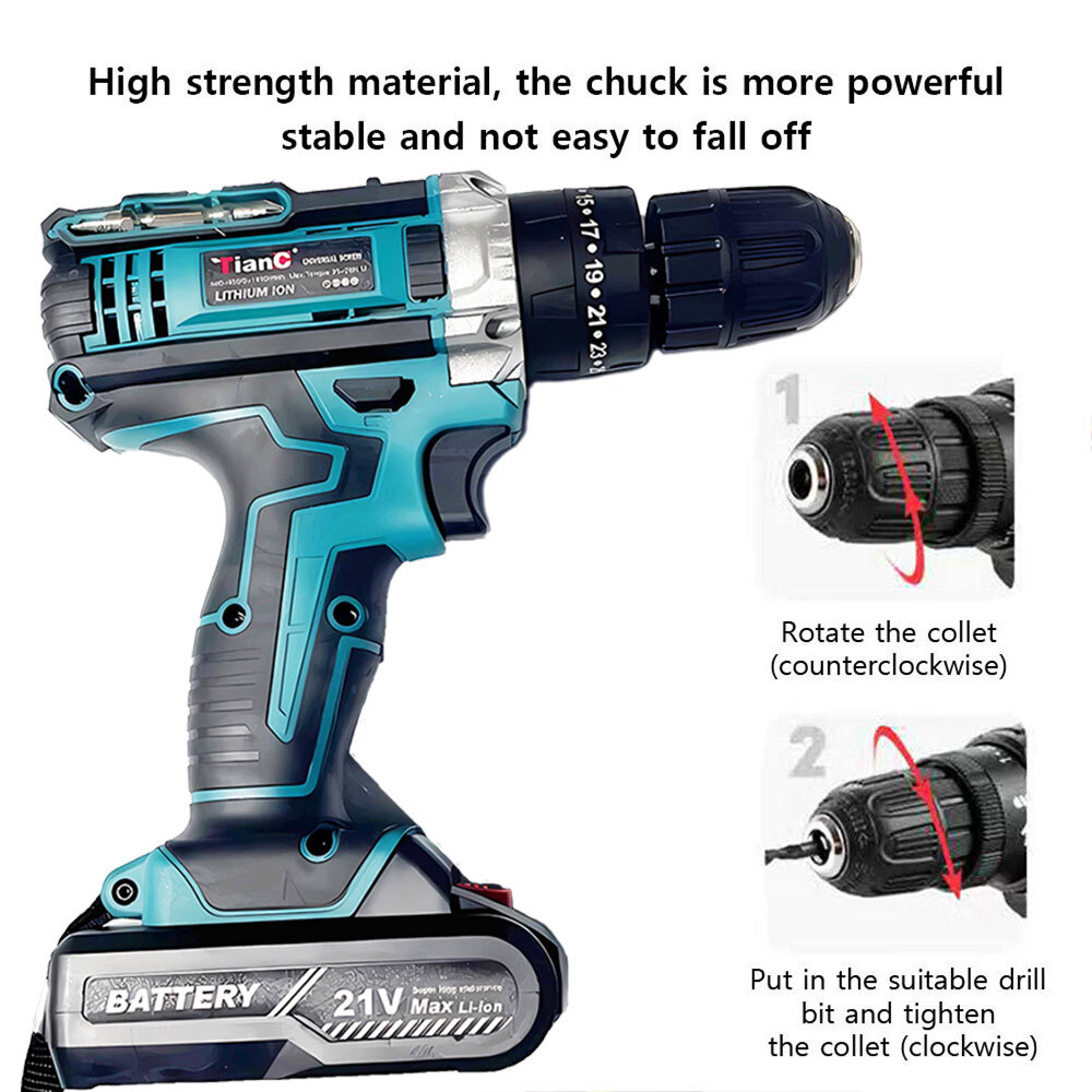 Cordless Brushless Impact Driver Hammer Drill Combo Kit with 2 Battery