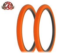 2 ALTA BICYCLE WIRE BEAD CRUISER TIRES 26x 2.125 ORANGE HEAVY DUTY DIAMOND TREAD
