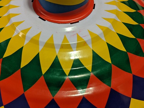 Vintage Simm Spielwaren Tin Metal Pump Spinning Humming Top Toy 7" German WORKS - Picture 8 of 8