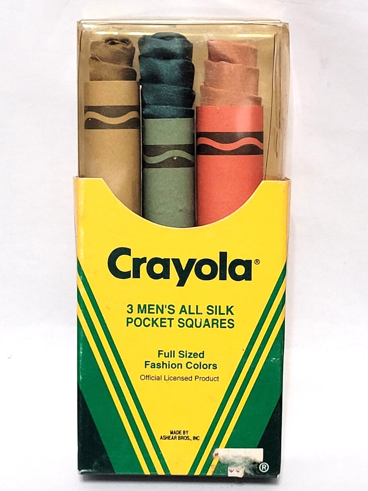RARO 3 Cuadrados de Bolsillo Crayón Crayón Crayola 100% Seda Ashear C2700 Foto 2 de 4
