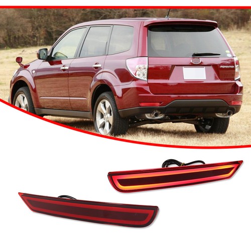 2x For Subaru Forester 2008-18 Red LED Rear Bumper Reflector Signal Brake Lights - Picture 3 of 12