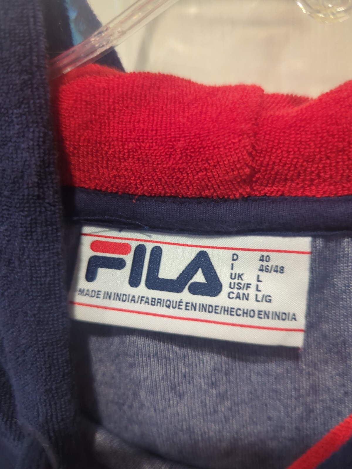 FILA Felpa con cappuccio donna French Terry rosso bianco blu L