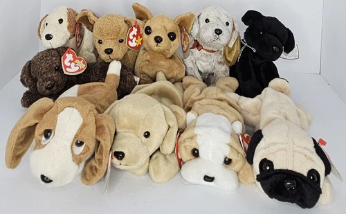 Vintage Collection Of 10 Beanie Babies Dogs With Tags Ty