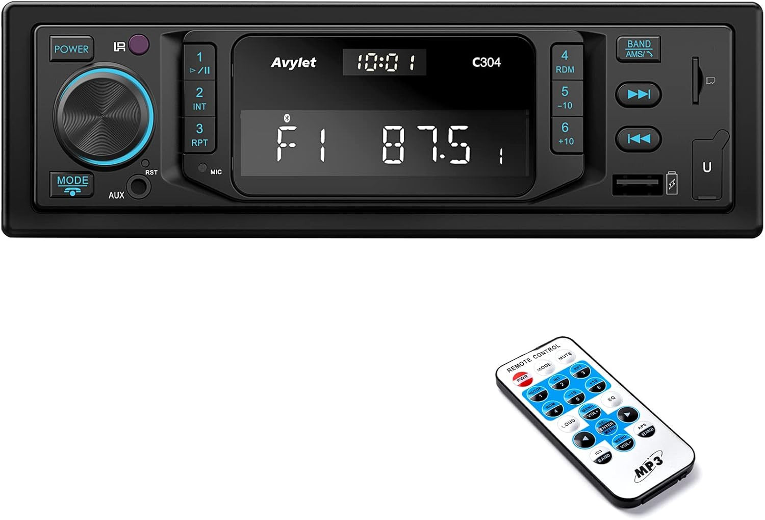 Autoradio Bluetooth 5.0 RDS per Auto - 1 DIN con Vivavoce e 2 USB