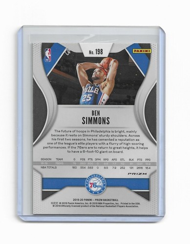 Ben Simmons 2019-20 Prizm NBA Silver Refractor Card #198 Philadelphia 76ers - Picture 2 of 2