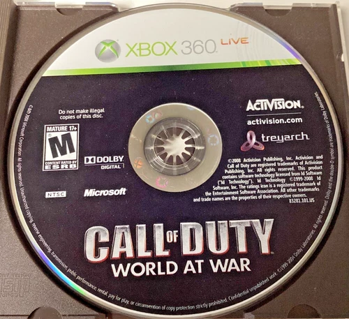 Call Of Duty: World At War, Xbox 360 2008, (Not In Original Case)