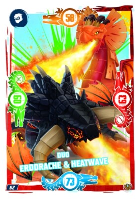 LEGO Ninjago Serie 9 NEXT LEVEL Card 62 Duo Erddrache & Heatwave Helden Karte