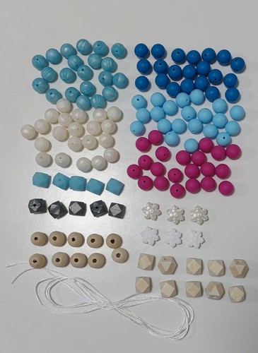 Perles en silicone 141 pièces, colorées, style flocon de neige