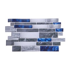 5Pcs 9.4"x4.7" Peel and Stick Backsplash Mable Tile Sticker, Sea Blue Gray