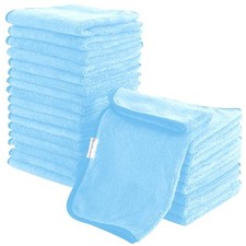24 Pack Soft Washcloths Set - 12 x 12 Washcloths Pack of 24 Aquamarine