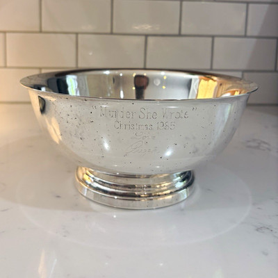 Gorham Silver Plate Pedestal Bowl Engraved ''Murder She Wrote'' Christmas 1985