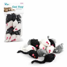 Play Fur Mice Cat Toys, 12 Pack - Soft Polyester with Rattling Sound for Inte...