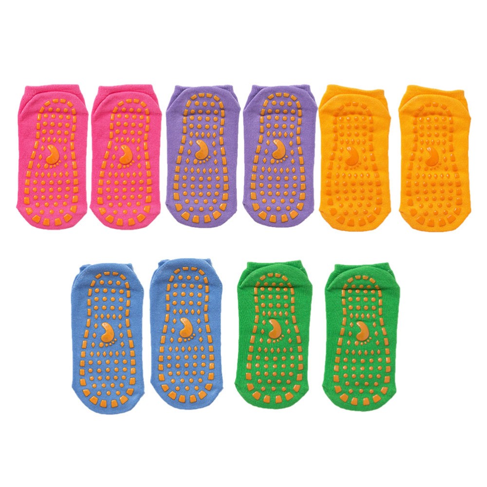 SAOLA 5 Pairs Chaussettes De Sol Antidérapantes Enfant Avec Poignées Yoga