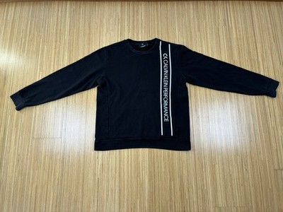Calvin Klein Performance Sweatshirt L Schwarz CK Logo Streifen Crewneck