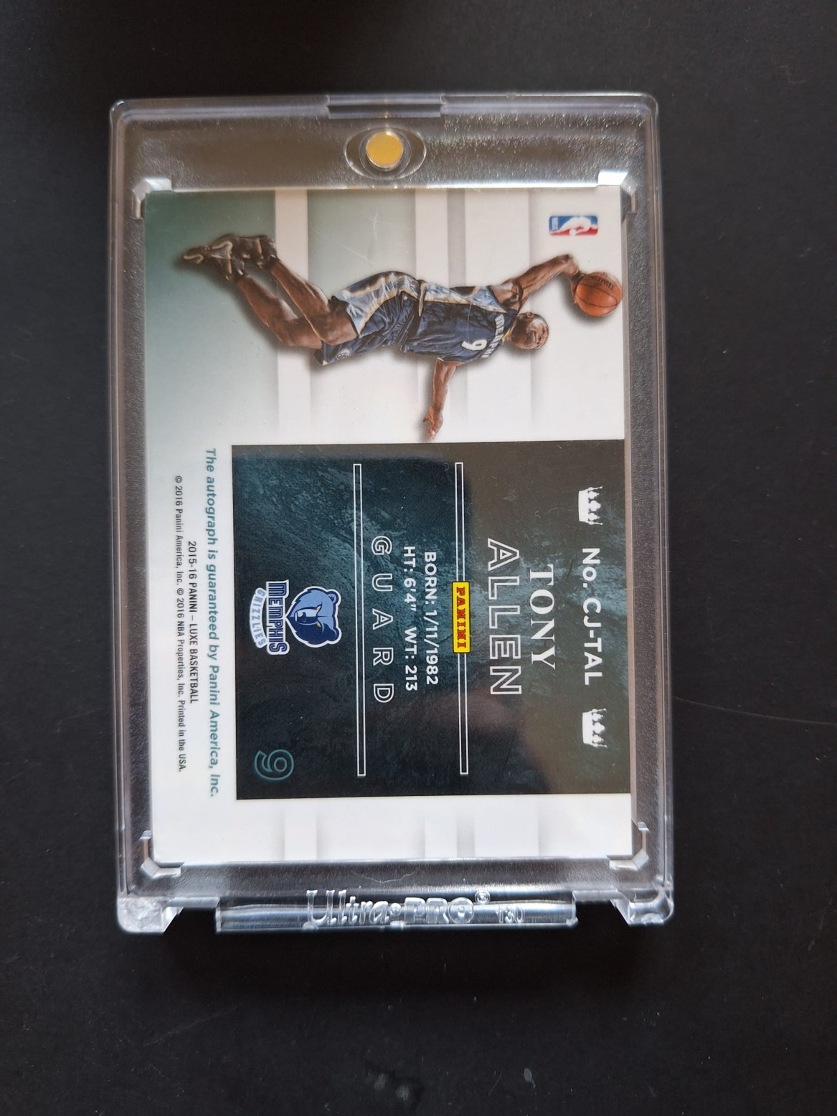 Tony Allen 1/1 Panini Memphis Grizzlies Auto view 2
