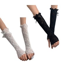 Women Long Lace Gloves UV Protection Sunscreen Sleeves Fingerless Arms Cover