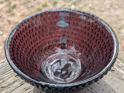 Blenko Glass Glimmer 6" Diameter Art Deco Amethyst Handmade using a Mold